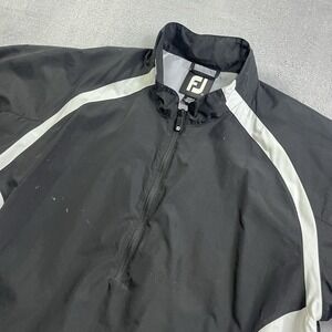 FootJoy DryJoys Jacket Mens Large Black Short Sleeve Golf Rain Wind Pullover